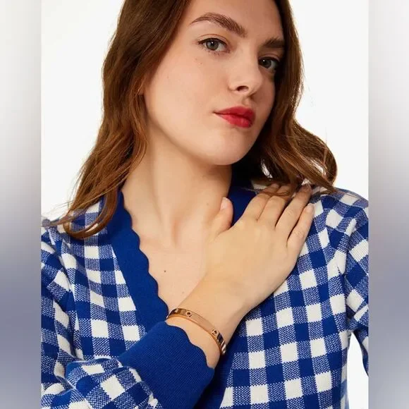 New Kate Spade Spot The Spade Studded Hinged Bangle Bracelet NWT MSRP $99 - Picture 2 of 3